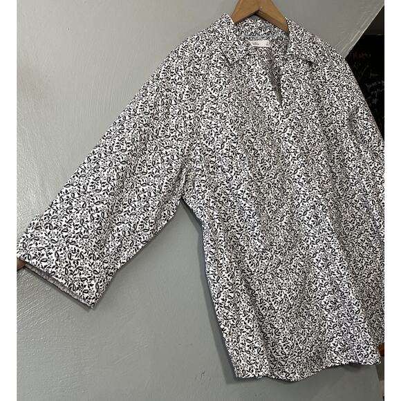 Croft & Barrow Button Up Shirt Plus Size 1X Black White Paisley Preppy Career - Picture 3 of 14